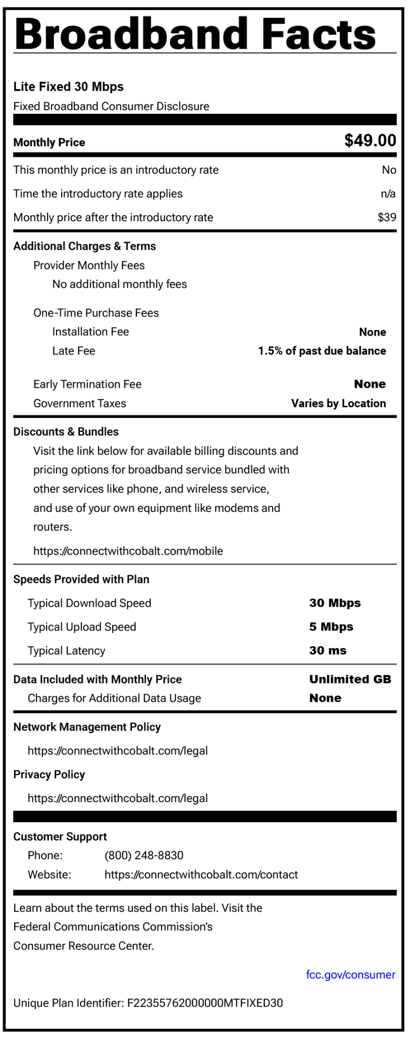 CobaltConnectInternet-LiteFixedMT